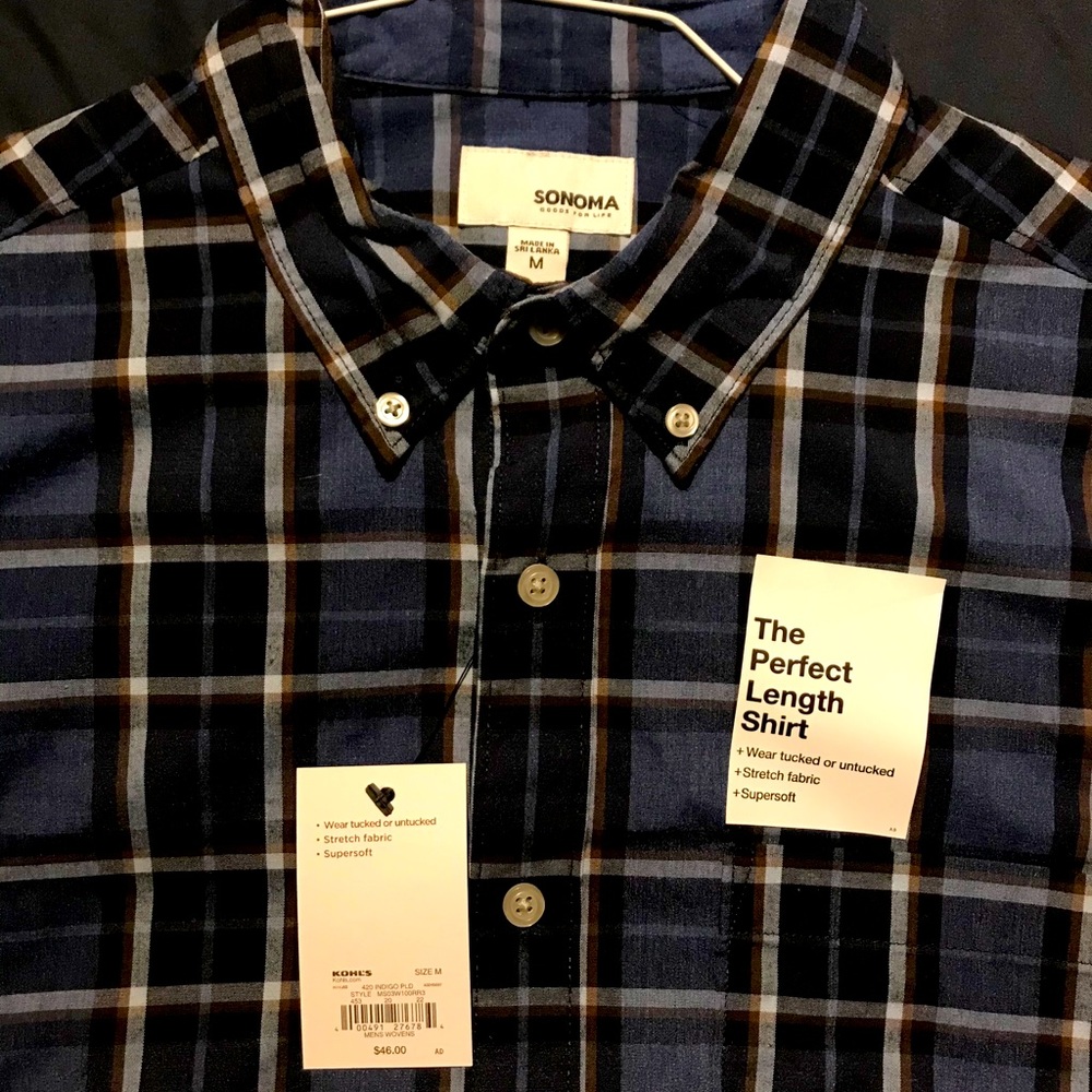Sonoma Casual Woven Button-Up. Never Worn w/ Tags.